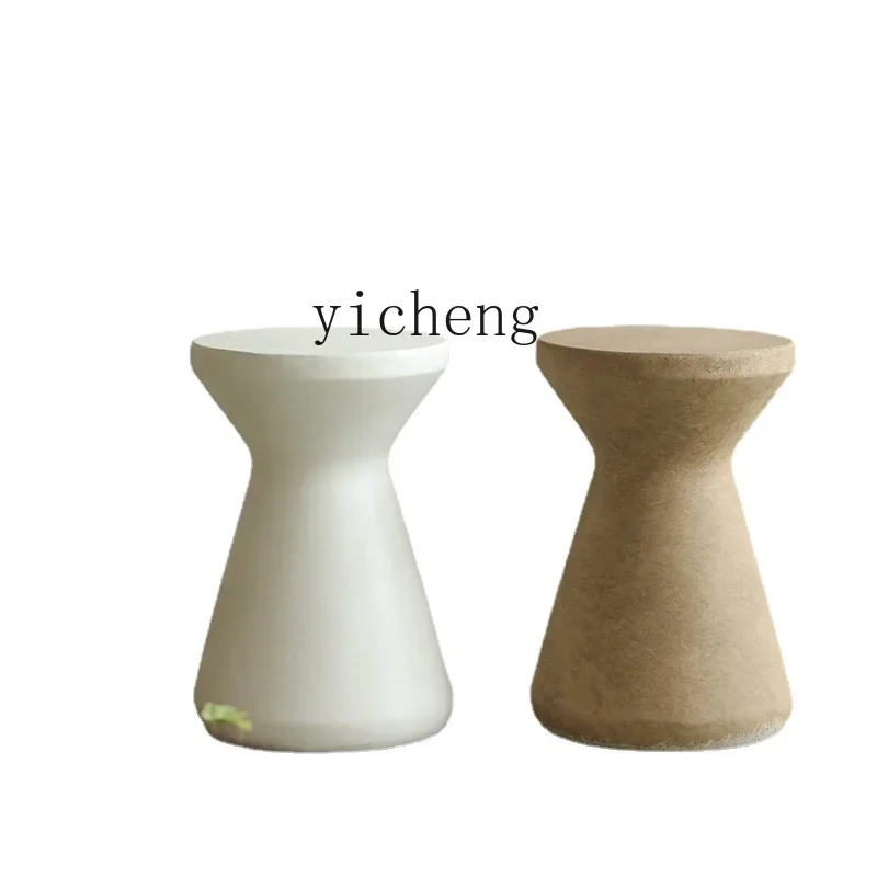 

round Stool Hourglass Flower Stand Magnesium Clay Imitation Cement Indoor Greenery Potted Storage Rack