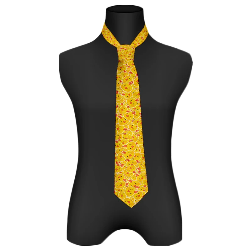 Corbata de poliéster con dibujos animados de pato amarillo para adultos, accesorios bonitos, diseño novedoso, boda, negocios, 8cm de ancho