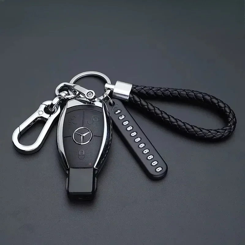 Anti-Lost Car Key Pendant Split Rings Keyring Auto Vehicle Lobster Keychain Phone Number Card Clasp Key Chain Car Accessories