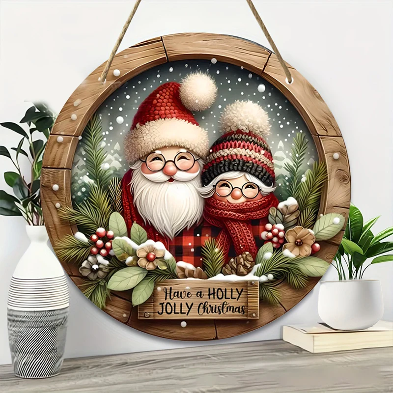 Christmas Theme Wall Hanging Decoration Suitable For Home Office And Holiday 2D Wooden Pendant