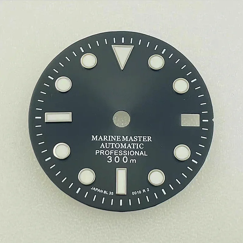 NH35 Dial 28,5 mm Reloj de buceo luminoso verde NH36/4R35/4R36 Accesorios de reloj literal con logo