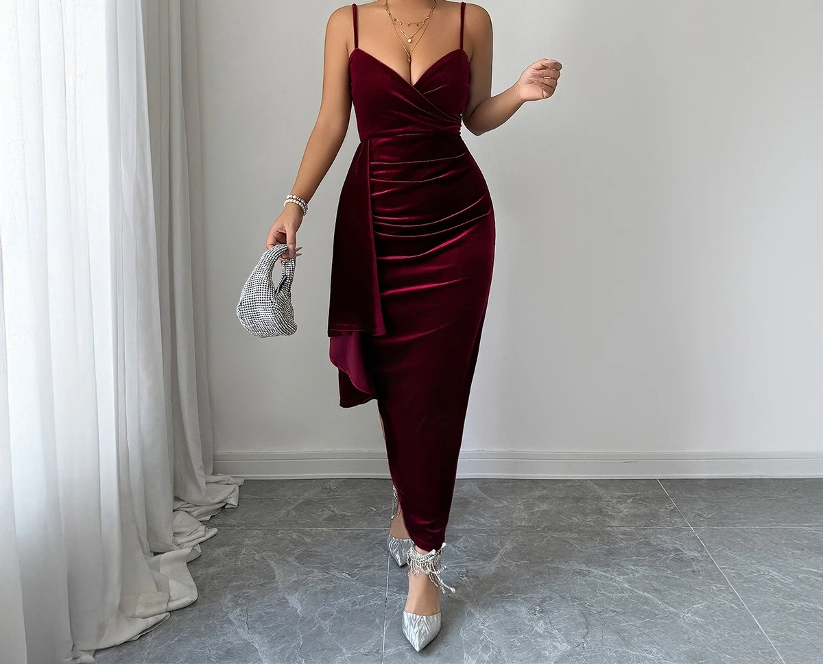 Elegante en hoogwaardige lange rokjurk met hemdje voor dames herfst/winter 2025