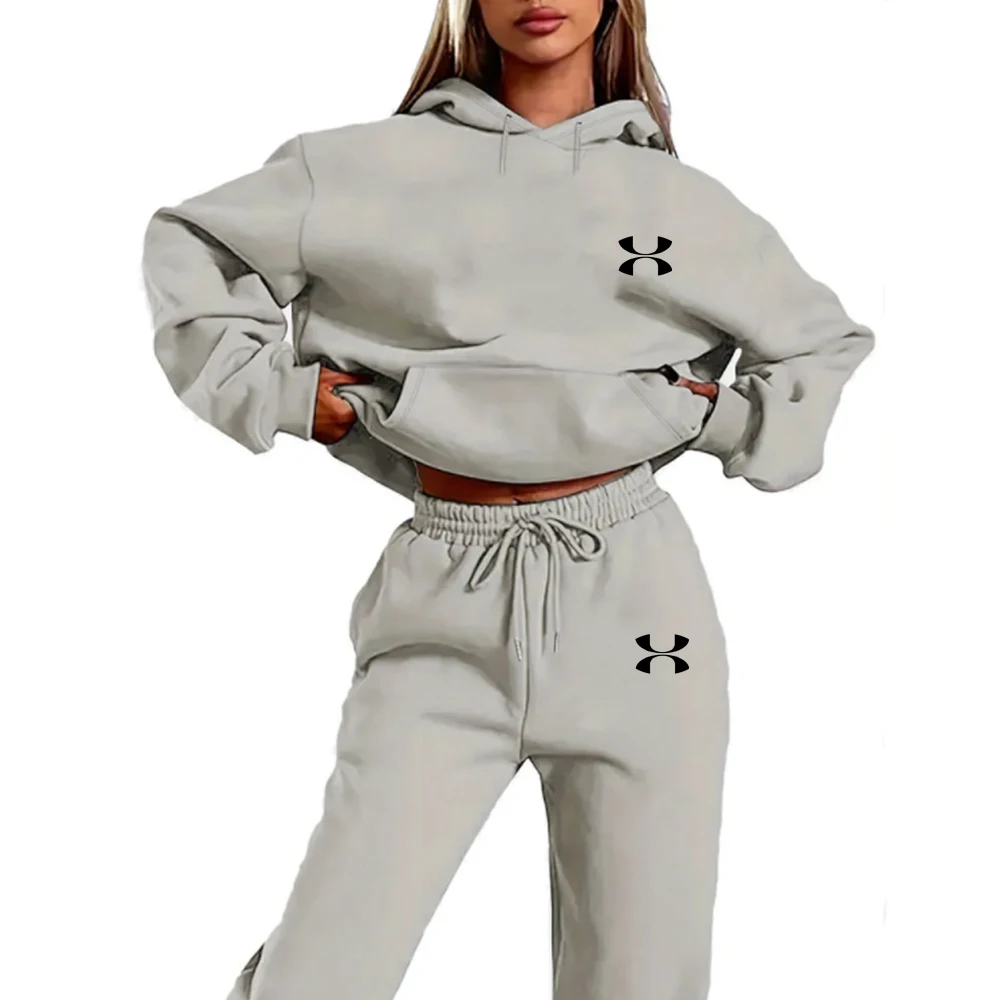 

2PC-Stylish casual letter-printed tracksuit with soft fabric pocket details perfect for everyday wear for outdoor activities