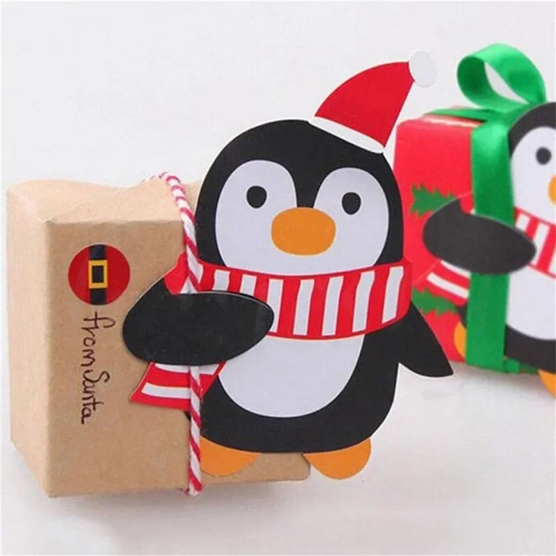 25pcs/lot Plastic Lollipop Stick Safe Paper Candy Chocolate Christmas Decoration DIY Xmas Decor Gift Penguins Cake Pops