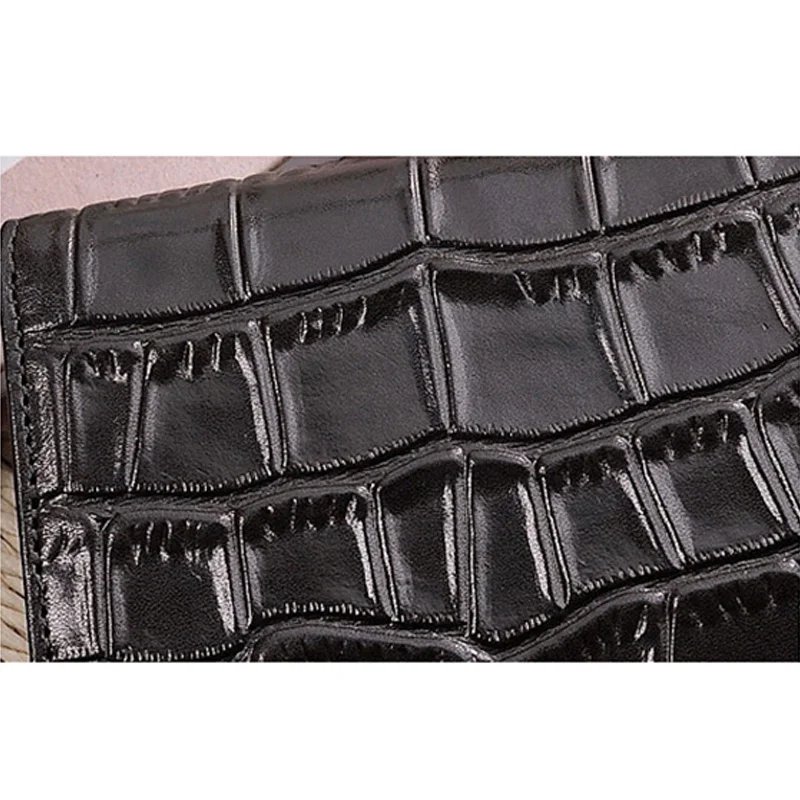 2025 Letter Embroidery Short Wallet Brand Design Genuine Leather Women Wallets Excellent Alligator Cowhide Female Billfold Purse