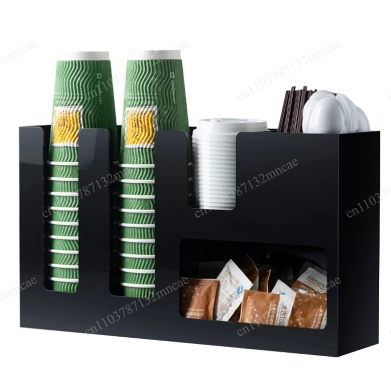 Coffee Milk Tea Shop Cup Container Rack Home Decor Acrylic Cup Holder Multi-compartment Cup Storage Rack Straw Storage Box