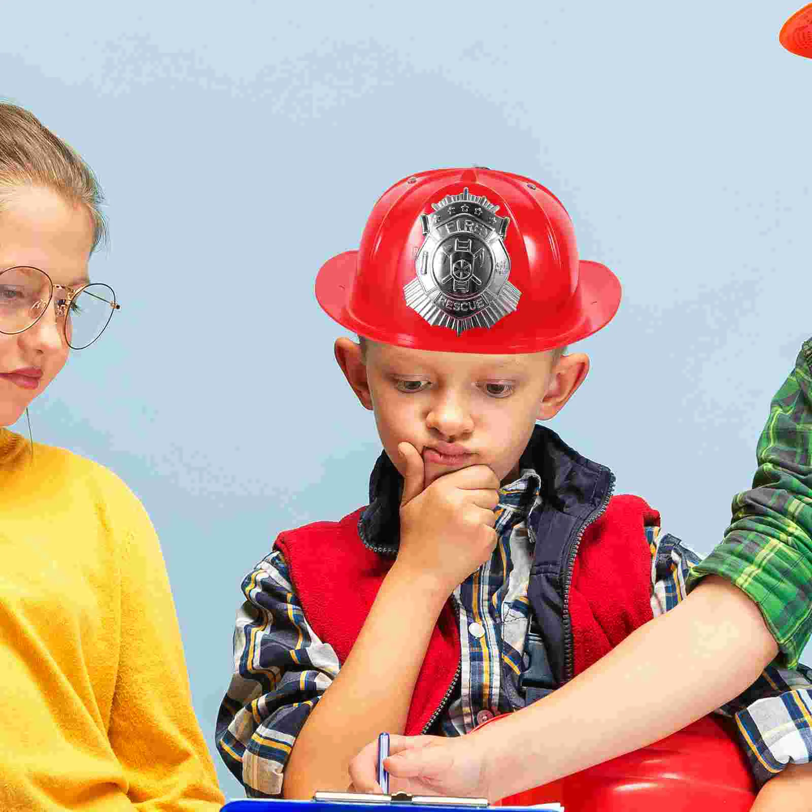 Kids Firefighter Hat Plastic Fireman Fire Chief Safety Pretend Play Toys Boys Girls Costume Role Play Party