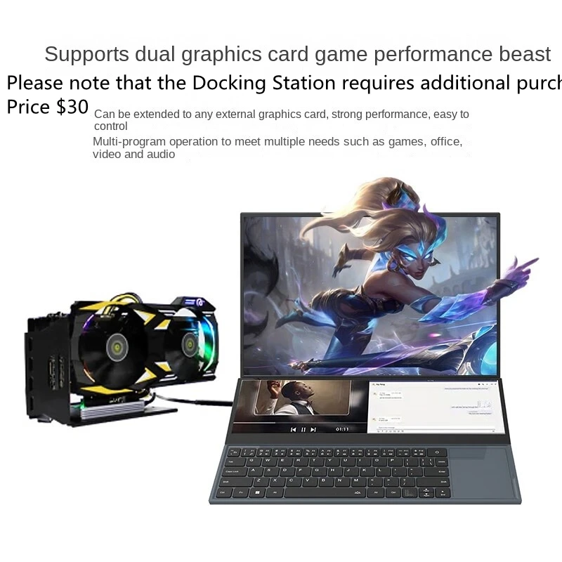 AKPAD I7 10Th Intel Core 10750H Dual Screen Laptop 16 Inch (14 Inch Touch Screen) Gaming Laptop Notebook Windows 10 11 Pro