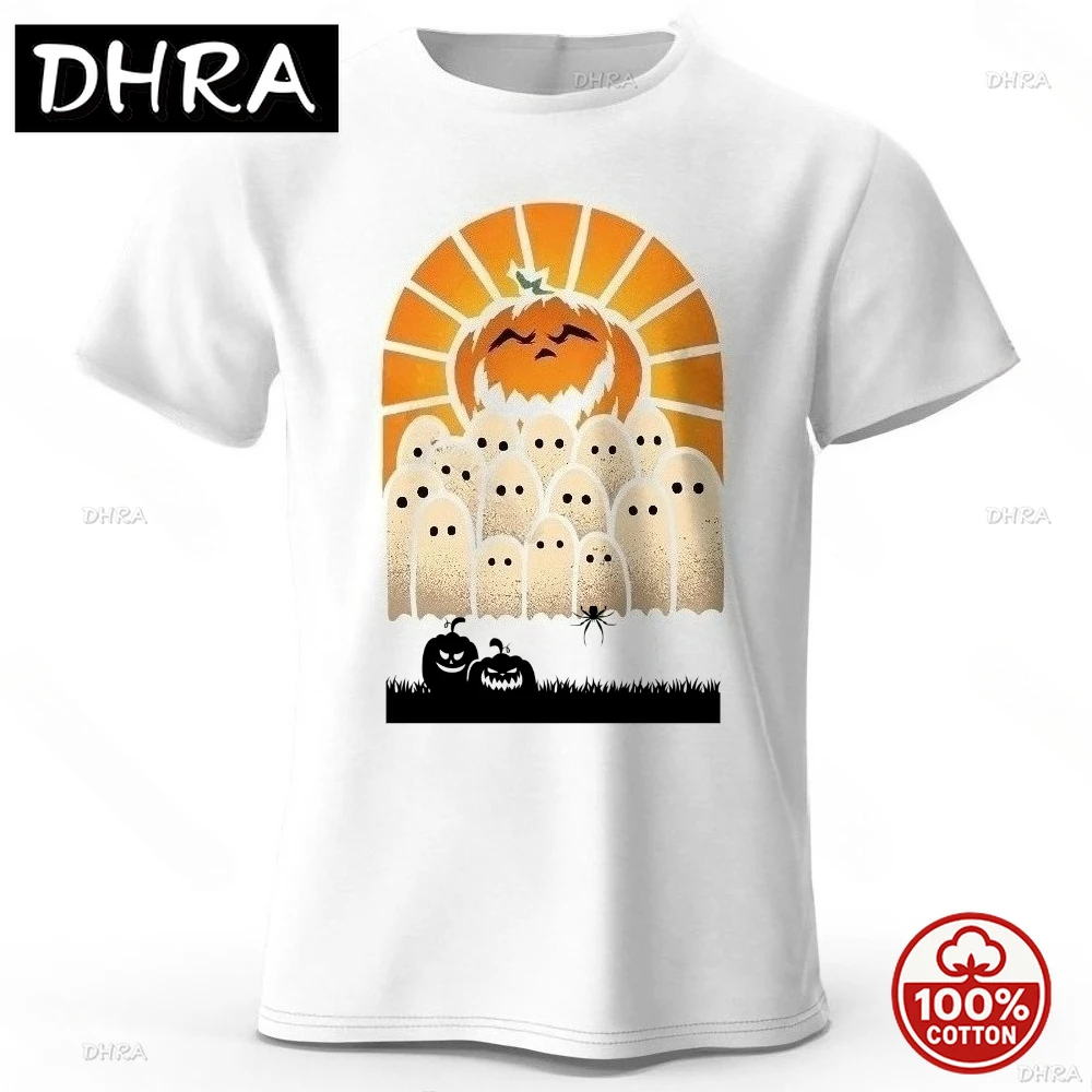 

Halloween Ghosts Printed Men's T-Shirt 100% Cotton Oversized Funny Halloween Parties Graphic Tees for Women Tops Streetwear