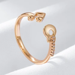 Wbmqda New Fashion 585 Rose Gold Color Guitar Note Shape Open Ring For Women Unique Daily Matching Jewelry Accessories