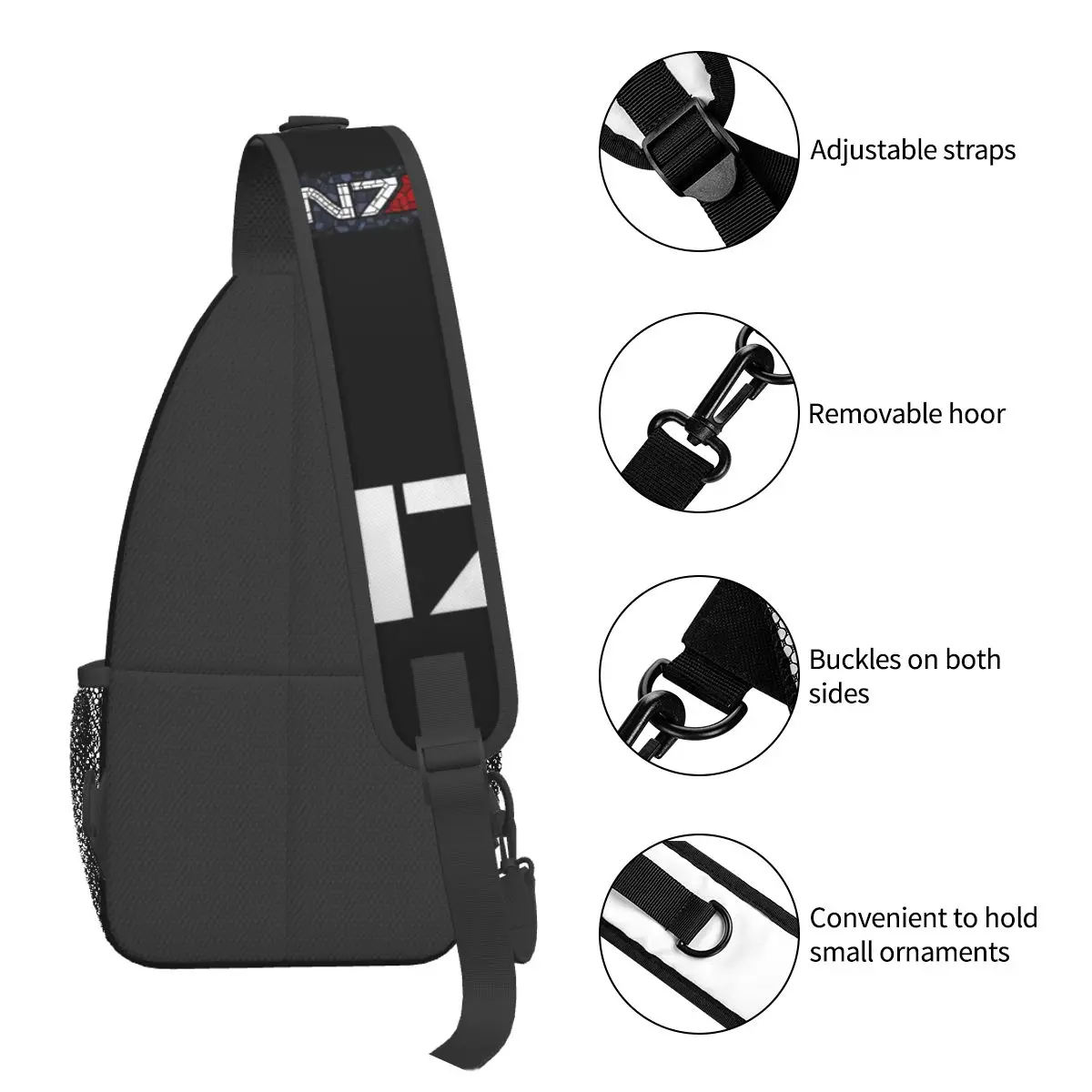 Mass Effect N7 Small Sling Bags Chest Crossbody Shoulder Backpack Travel Hiking Daypacks Casual Pack