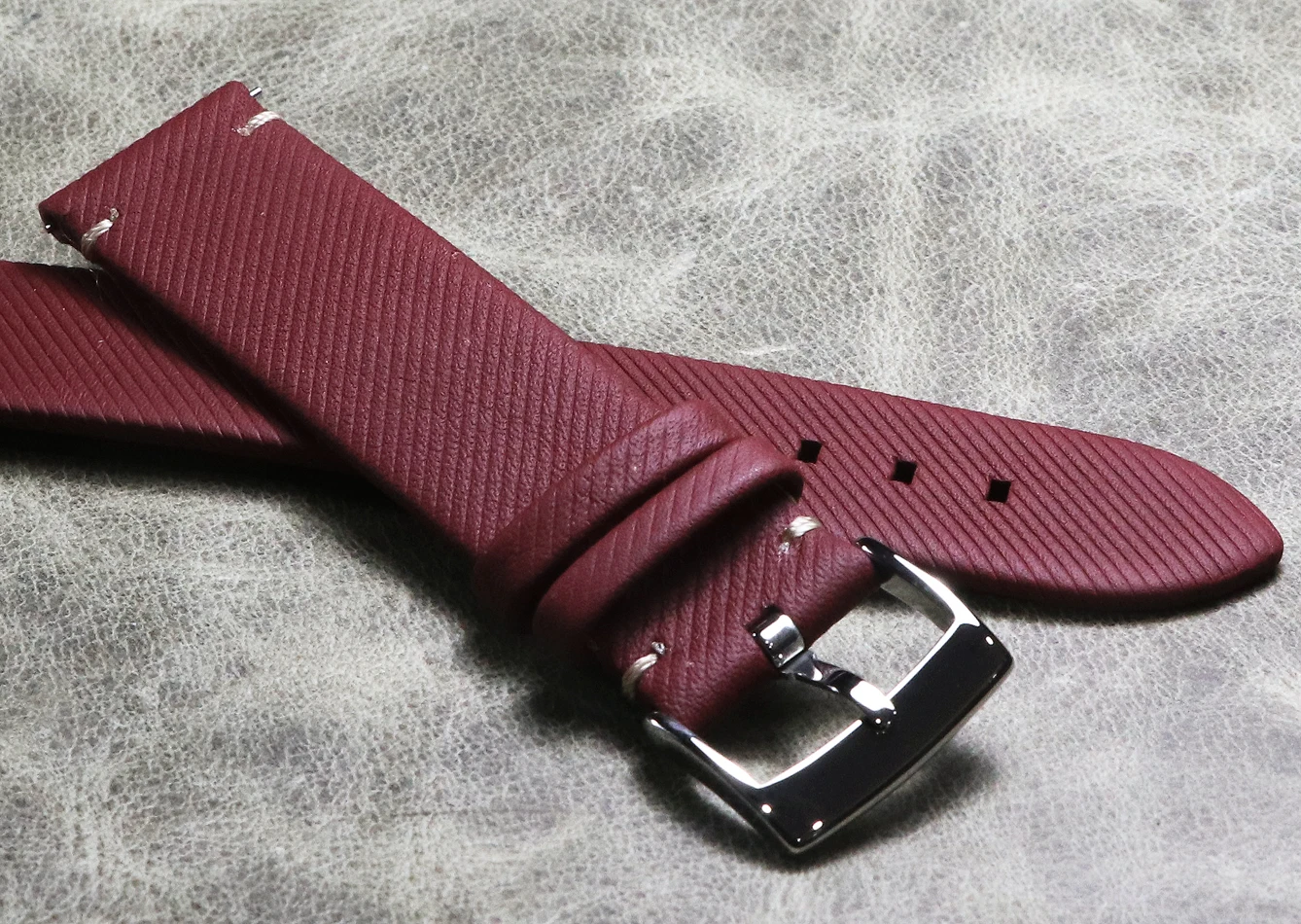 Red Black Thin Quick Release Strap French Calfskin Twill 18mm 19mm 20mm 21mm 22mm Quick-release Leather Wachbands