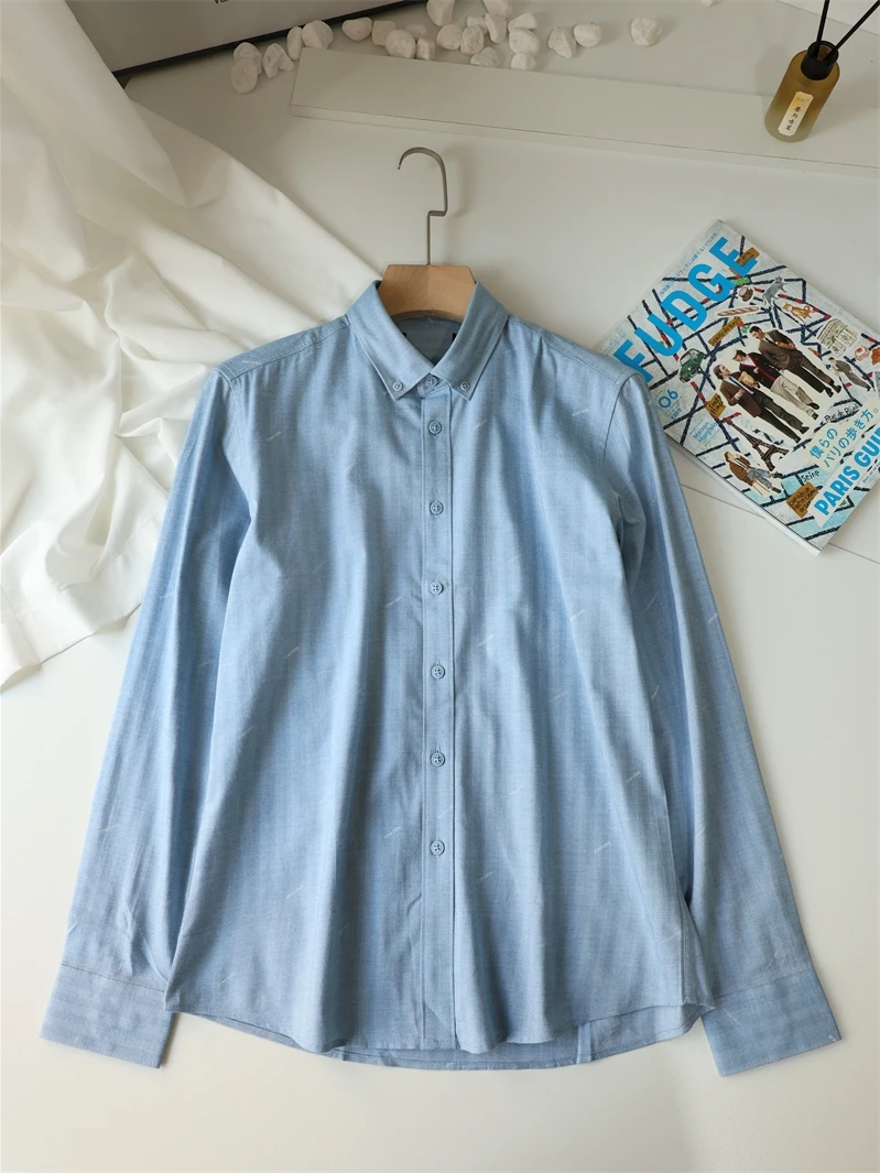 

Удобная дышащая мужская рубашка с длинным рукавом из ткани Dervo, модная повседневная однотонная осенняя молодежная модель приталенного кроя