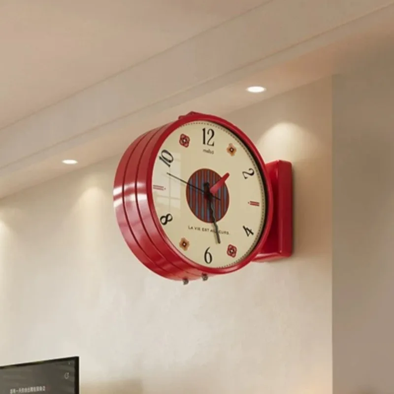 Metal Silence Wall Clocks Corner Double Sided Hanging Timepiece Clear Acrylic Dial Clock Living Room Wall Art Decor Ornament