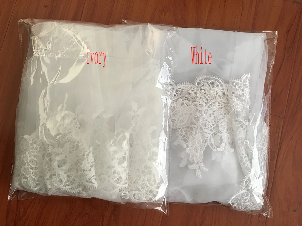 white/ivory Two Layers Elbow Length Veil Applique Lace Soft Tulle wedding veil bridal veils with comb Wedding Accessories