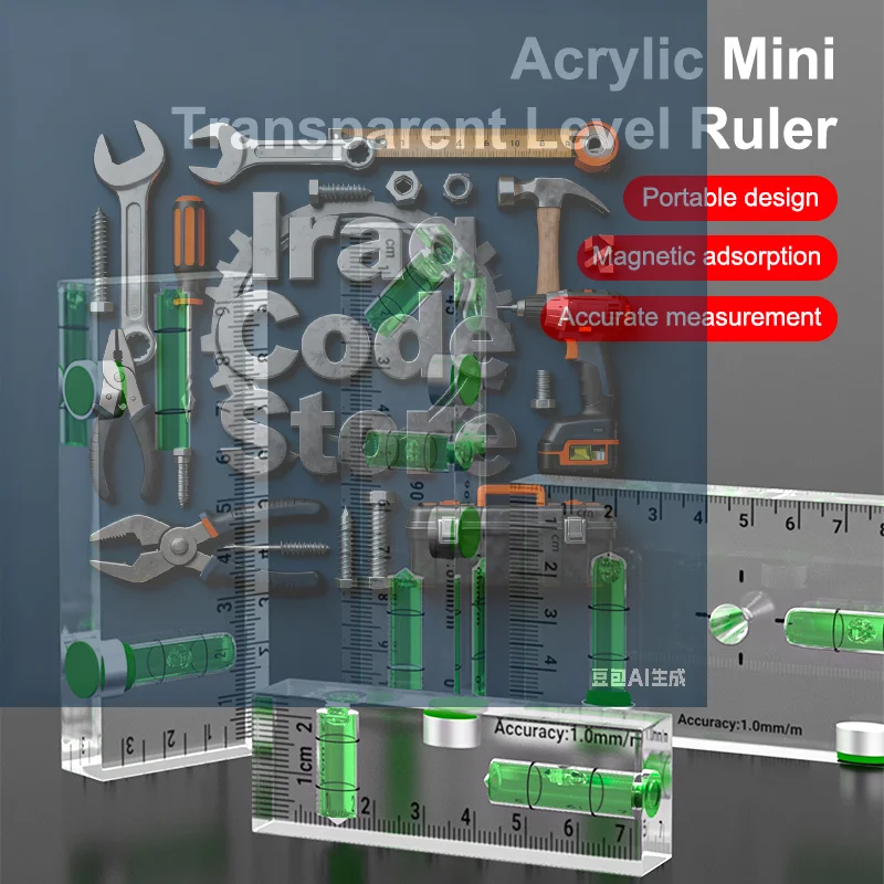 Mini rapporteur de niveau magnétique puissant en acrylique de haute précision, petit outil de nivellement, outils de mesure du niveau