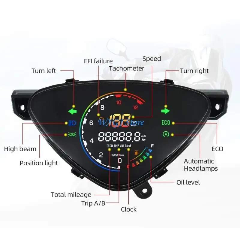 

37JE Shockproof Advanced Motorbike LCD Speedometer High Contrast Display Impact Resistant Waterproof Design For Mio110 SPORTY