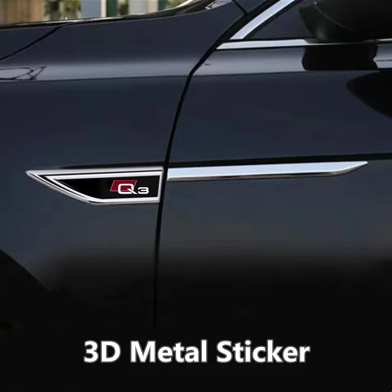 Auto Door Fender Side Blade Badge Car Body Anti Scratch Metal Sticker For AUDI Q3 2012 2013 2016 A4 A6 Car Accessories