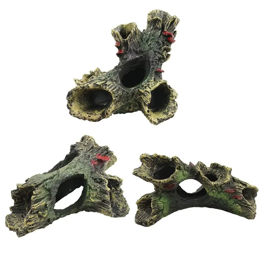 2024 Artificial Aquarium Hollow Tree Multifunction Resin Escape Hole Non-toxic Ornament