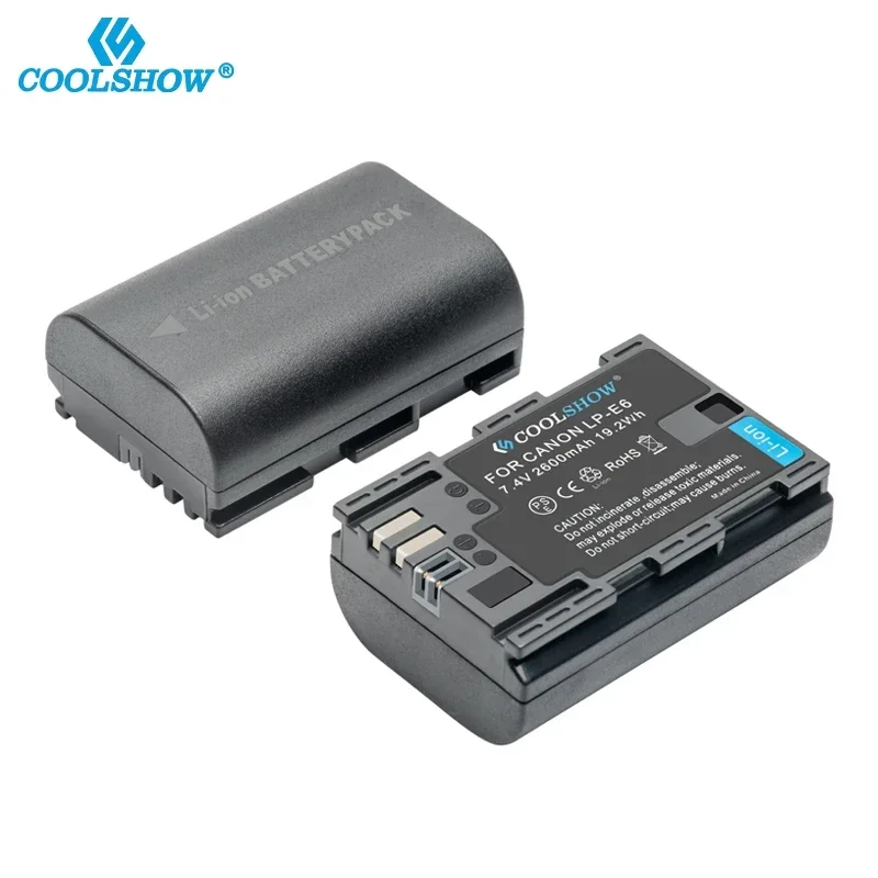 LP-E6 LP E6 Battery for Canon EOS 5DS 5D 6D 7D 60D 60Da 70D Mark II Mark III 80D XC10 DSLR 2600mAh Batteries Charger view 3