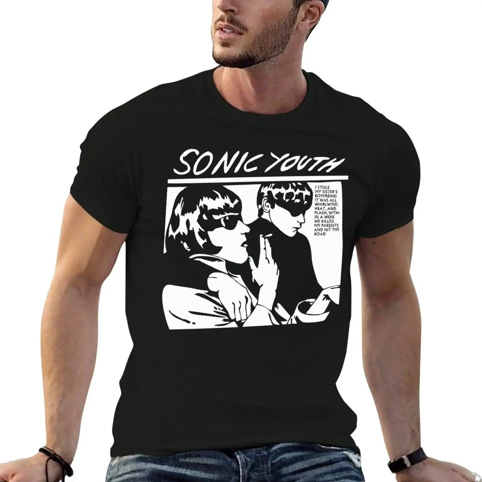 

Футболка с логотипом S.onic Y.outh Band, мужская футболка, роскошные футболки с аниме, футболка большого размера