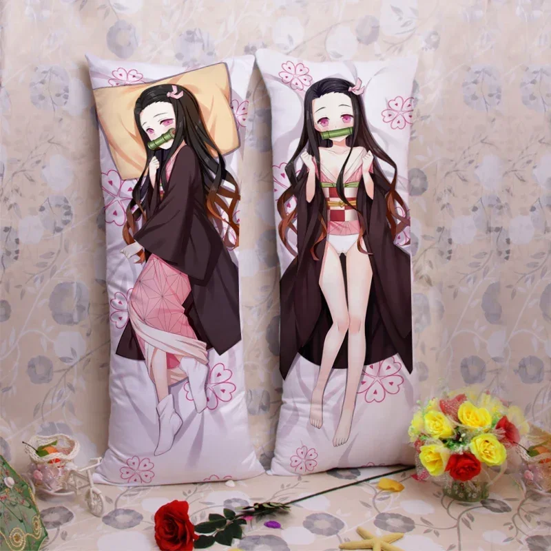 Japanese Anime Kamado Nezuko Dakimakura Pillow ACGN Costume Body Throw Adult Cushion Double-sided Print Hug Long Pillow Gifts