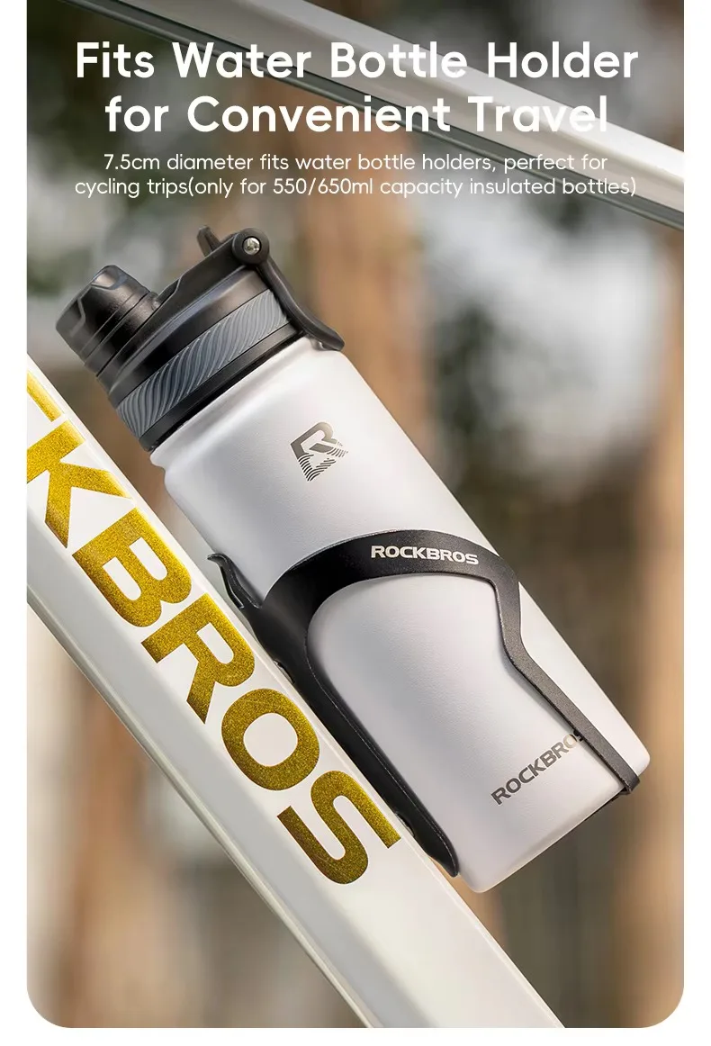 ROCKBROS 1,2L Isolierte Fahrrad-Trinkflasche Sport-Trinkflasche Rutschfest 304 Edelstahl Vakuum Kalt- und Heiß-Thermobecher – Detail 6