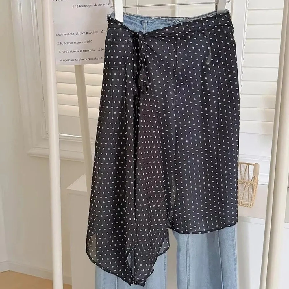 Curtain Polka Dot Fart Curtain Mesh Skirt Plaid Petticoat Transparent Lace-up Midi Dress Y2K view 4