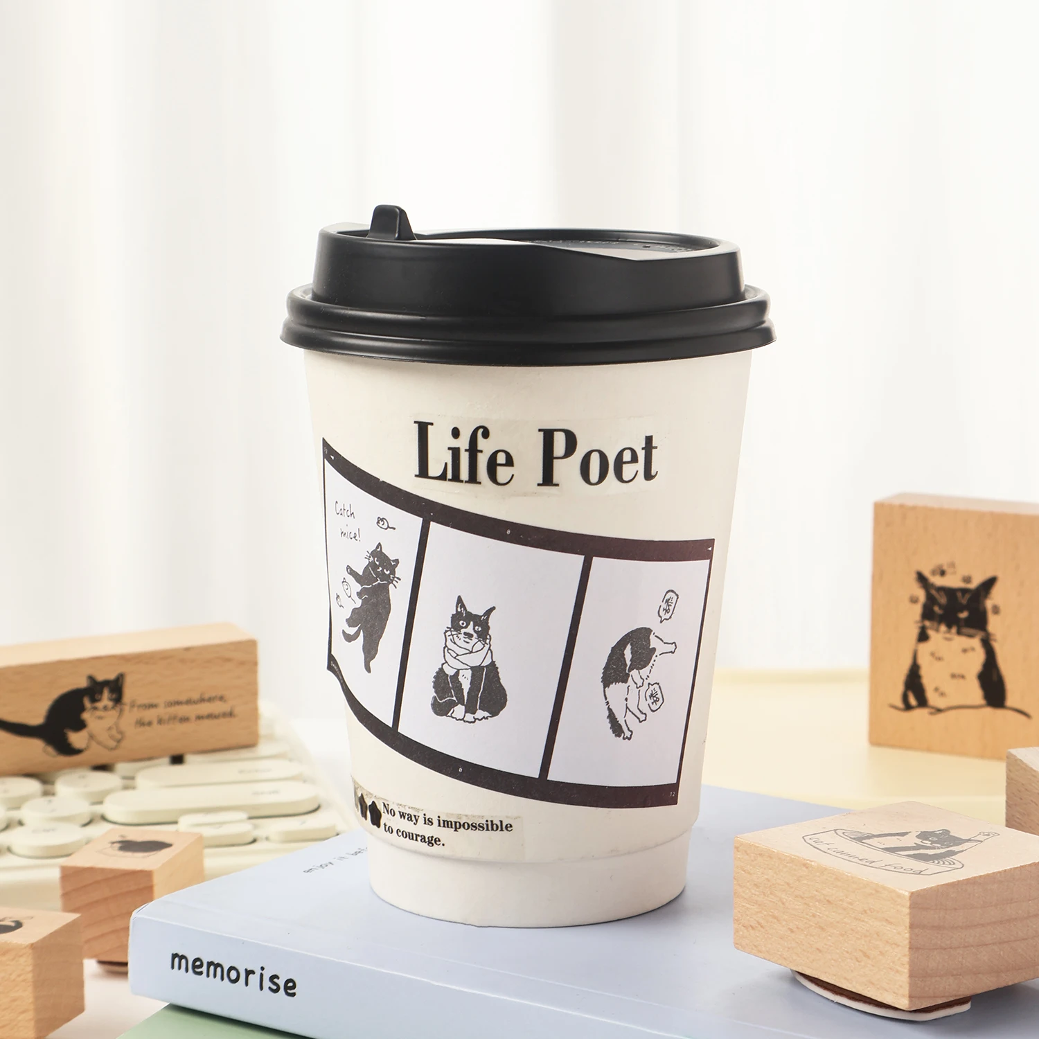 8 قطعة نمط القط لطيف خشبية سدادة مطاطية غير المرغوب فيه مجلة الديكور الإبداعي DIY بها بنفسك مذكرات سجل القصاصات اللوازم الجمالية ختم الأطفال #6