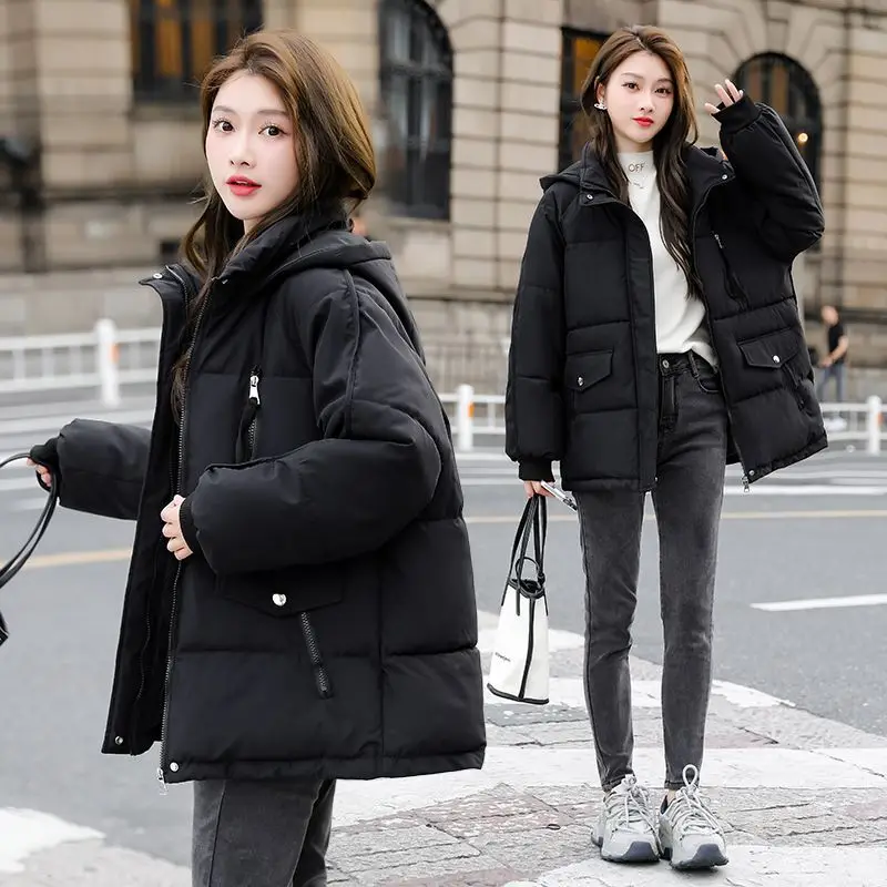 2025 New Winter Coat Short Down Cotton Jackets Women Parkas Casual Loose Puffer Jacket Black Outwear Female Student Clothes