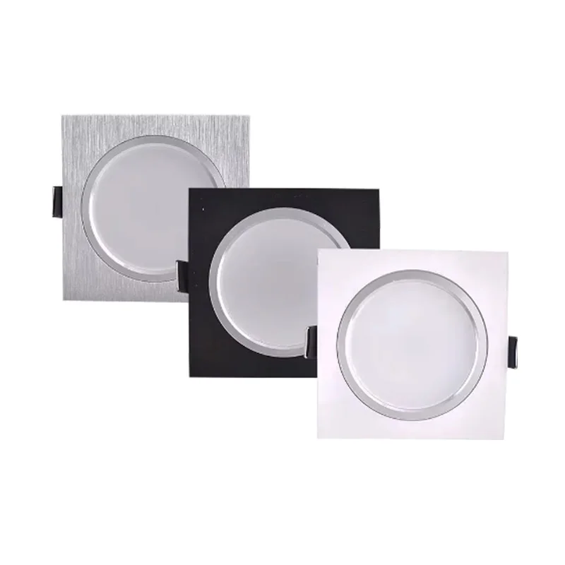 

3W 5W 7W 9W 12W 15W 18W Recessed grille ultra-thin Square black white Silver AC220V 110V LED downlight ceiling light spotlight