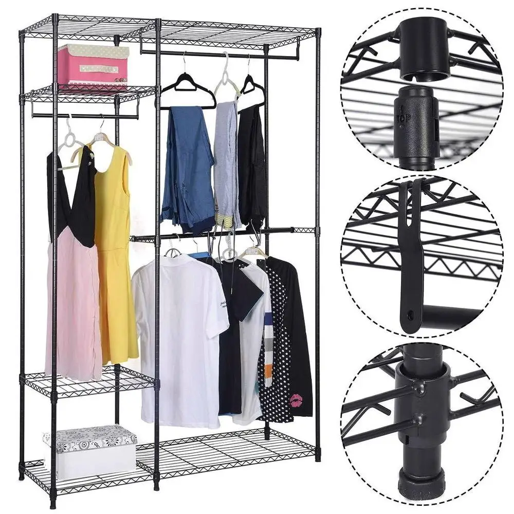 

4-Tier Black Clothes Storage Rack - Space-Saving Organizing Solution