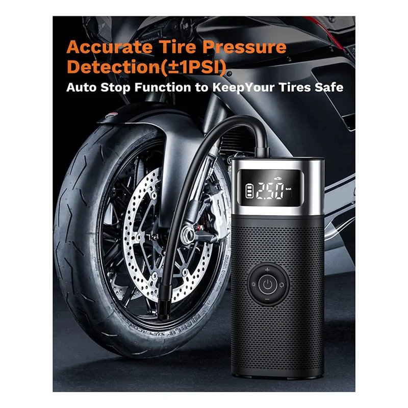 Portable Electrical Air Pump LED Digital Display Wireless Car Air Compressor for Car Motorcycle Bike