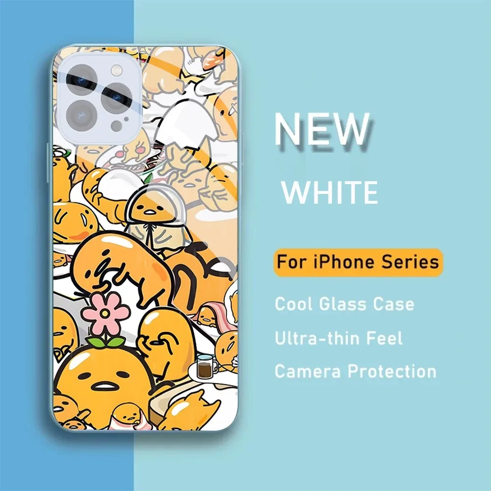 Sario G-Gudetama Phone Case For IPhone 15 14 13 12 Mini 11 Pro Max X XS XR 6 7 8 SE Plus Glass Hard Cover