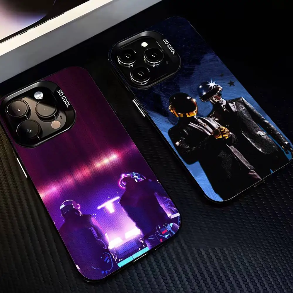 

Digital Rhythm Daft Punk Phone Case For iPhone17 16 15 14 13 12 Pro Max Grey Black Matte Laser Metallic Aurora Funda