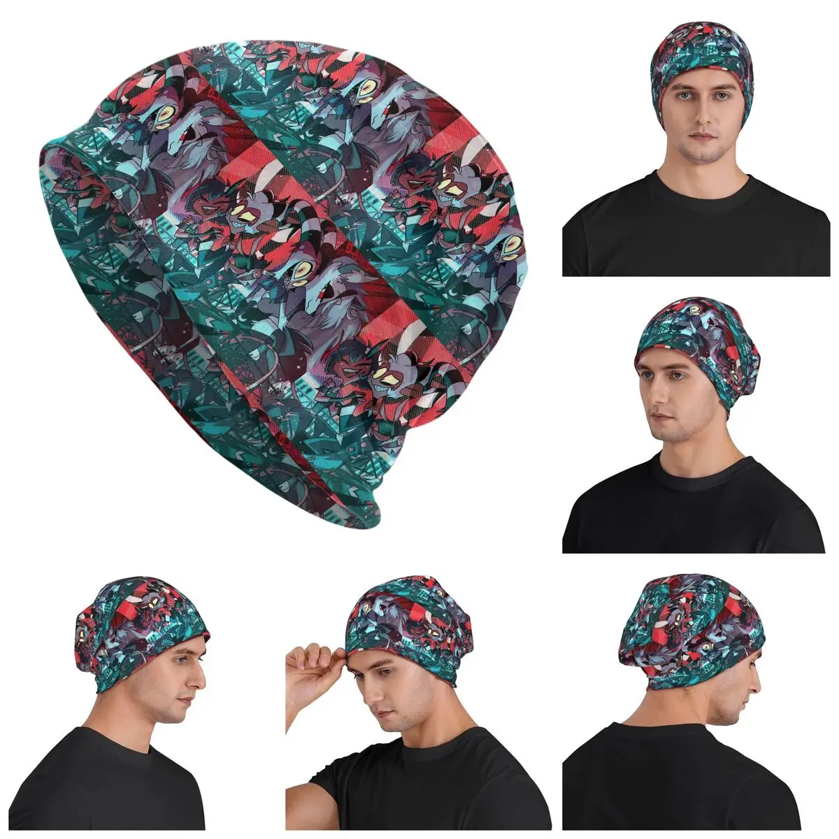 

Loona Collage Helluva Boss Anime Warm Knitted Cap Fashion Bonnet Hat Autumn Winter Outdoor Beanies Hats for Unisex Adult