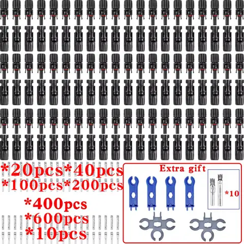 10/20/100/200PCS Solar Connector Kit 1000V DC 30A with PV Plug for 2.5/4/6mm² Photovoltaic Cables, Solar Panel Accessories Assem