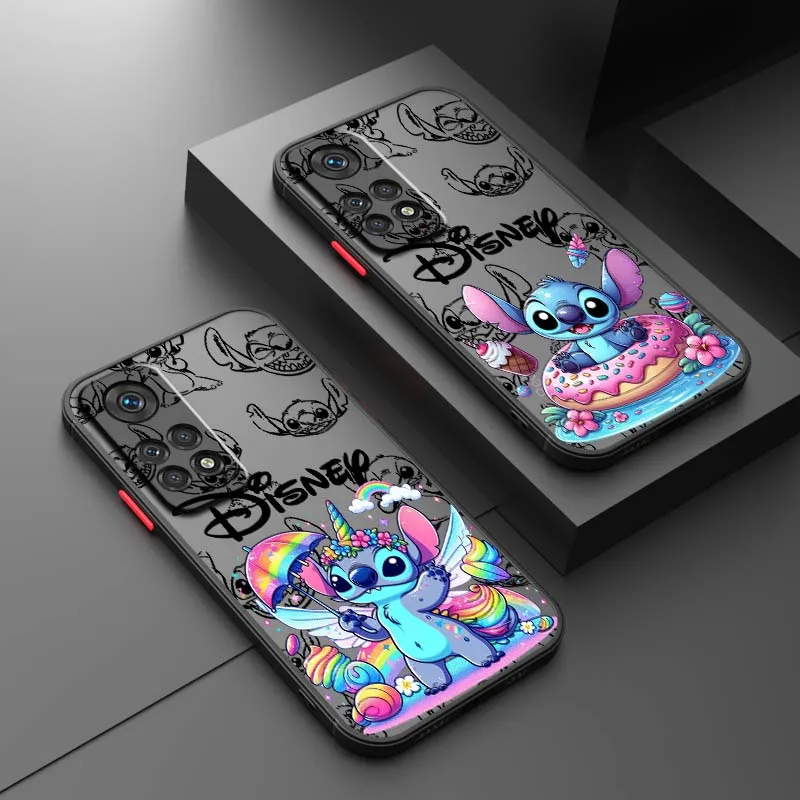 

Disney Stitch Cute For Xiaomi Redmi Note 13R 13 12 12S 11 12T 11S 11E 11T 10 Pro Plus Frosted Translucent Phone Case