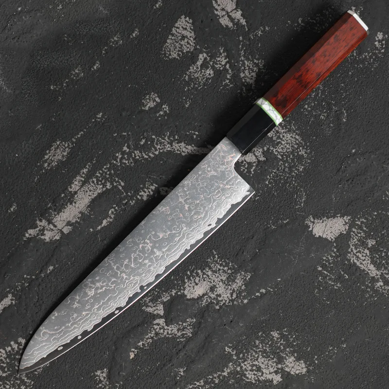 

8.3 Inch Chef Knife 67-layers Tricolour Copper Damasus Steel Blade Wood Handle Slicing Vegetables Cleaver Meat Kitchen Knives