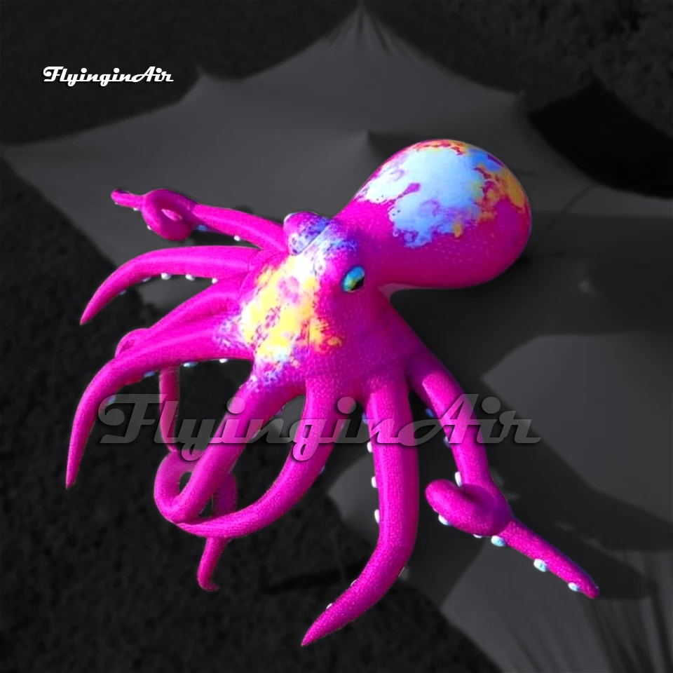 8m Amazing Pink Large Inflatable Octopus With Sucker-bearing Tentacles For Concert Stage And Building Decoration