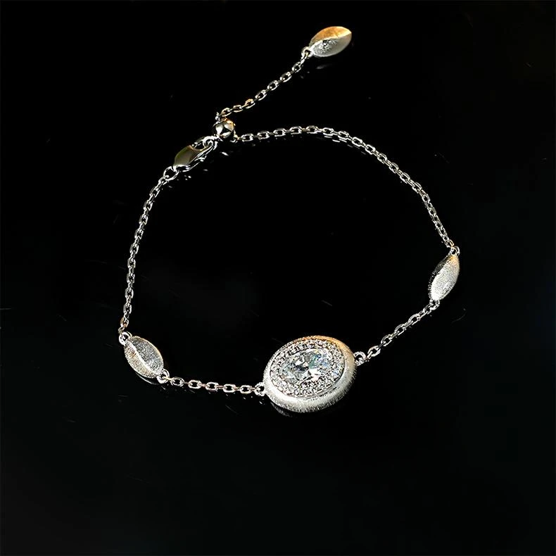 New s925 Silver Precision Metal Brushed Bracelet Set with High Carbon Diamond Ingots for Distinguished Wedding Jewelry