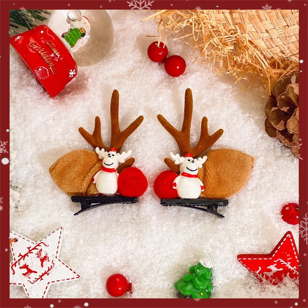 Xmas Antler Barrette Hairware New Year Girls Hairgrips Woman Party Ornament Accessories Christmas Hair Clips Deer Ear Hairpins