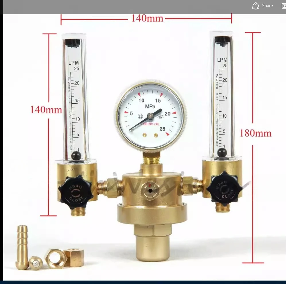 Energy-saving Argon Gas Pressure Reducer WX-562 Pure Copper Double Tube Argon Gas Meter