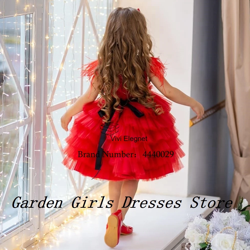 Charming Pink Scoop Flower Girls Dresses with Soft Tulle Sleeveless Christmas Dresses for Princess 2025 فستان عيد الميلاد New