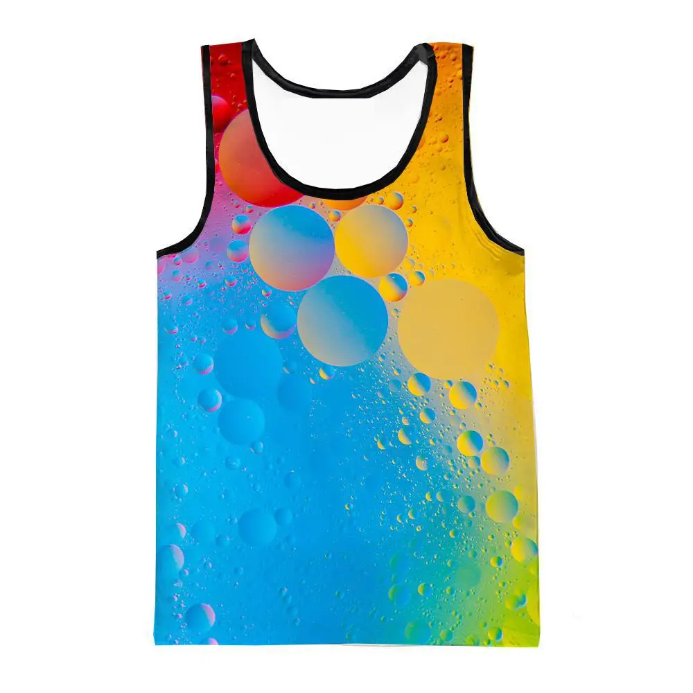 Hot Sale Rainbow Paint Splash 3d Printing Adult Mens Kids Summer Casual Sleeveless Tank Top Hip Hop Streetwear Cool T-shirt