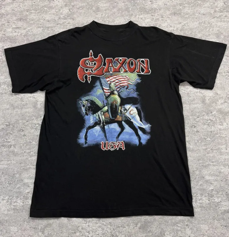 Saxon Band Tour Black Unisex T-Shirt Adult Cotton Tee S To 5XL
