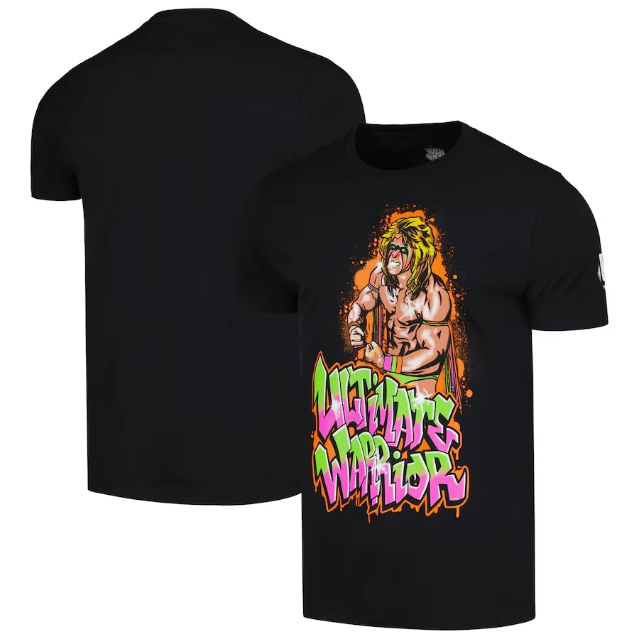 

Men's Black The Ultimate Warrior Graffiti Graphic T-Shirt Classic Fashion Trend Loose Suitable For Outdoor Sports And Fitness