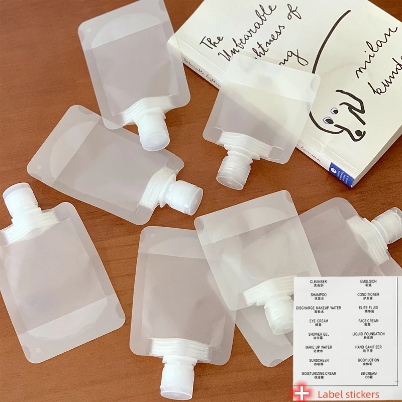 5/10pcs Transparent Lotion Dispenser Bag Portable Travelling Business Disposable Flip-top Sippy Bags 30/50/100ML Sample Pouches