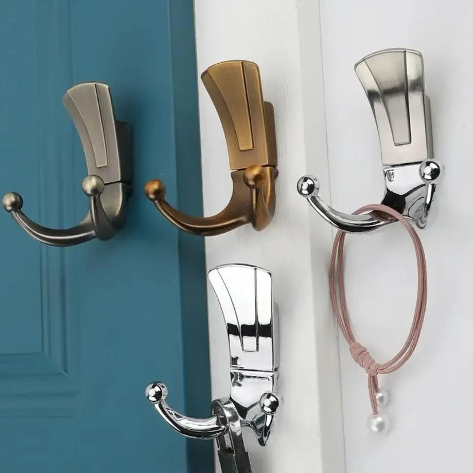 New Wall Mounted Clothes Hanger Racks Fashion Bathroom Wall Hangers 2 Hooks Robe Coat Wall Hooks With Screws Furniture Hardware