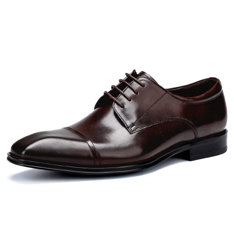 Eleglant Leather Mens Dress Shoes Black Formal Social Shoe Male Business Wedding Derby for Man Luxury Italian Oxford Loafers